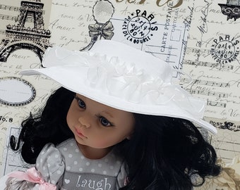 Wide brim fabric hat for 13" to 14" dolls such as Paola Reina, Wellie Wisher