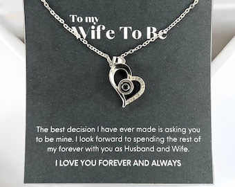 Wife To Be Heart Necklace – Personalized Love Quote, Anniversary Gift