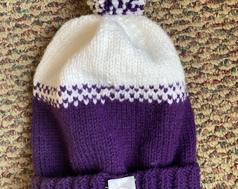 Purple and white hat