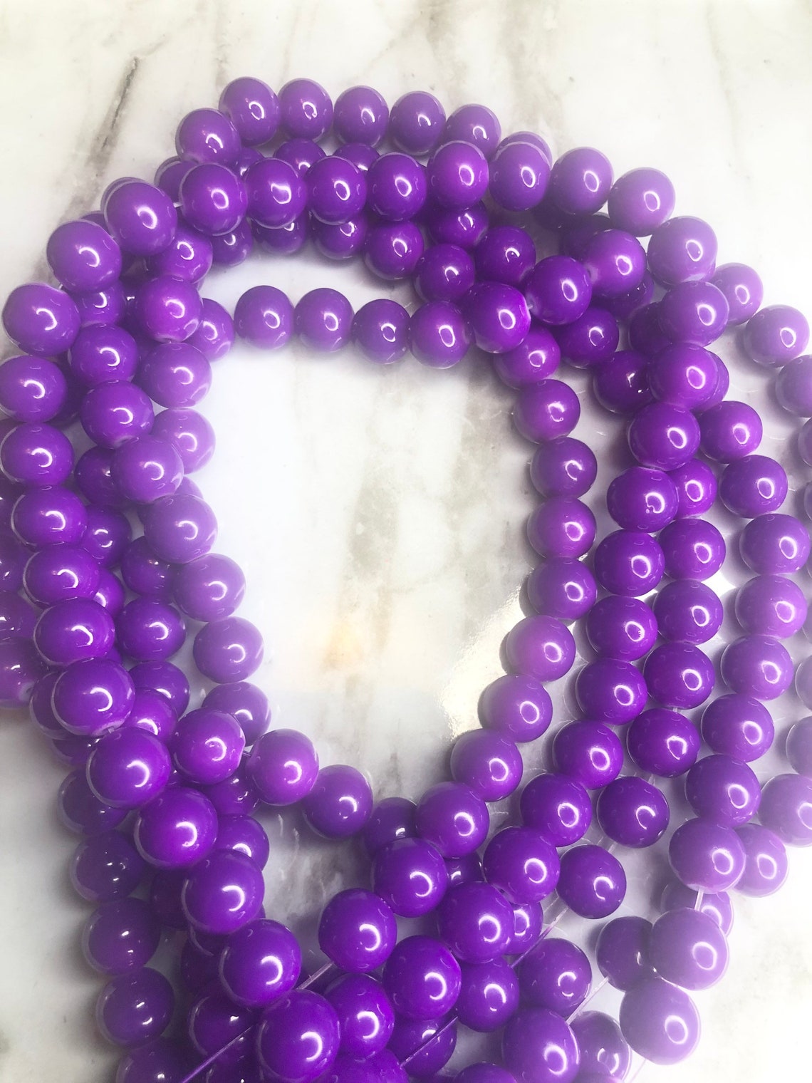 Purple Glass Beads 10 MM Etsy