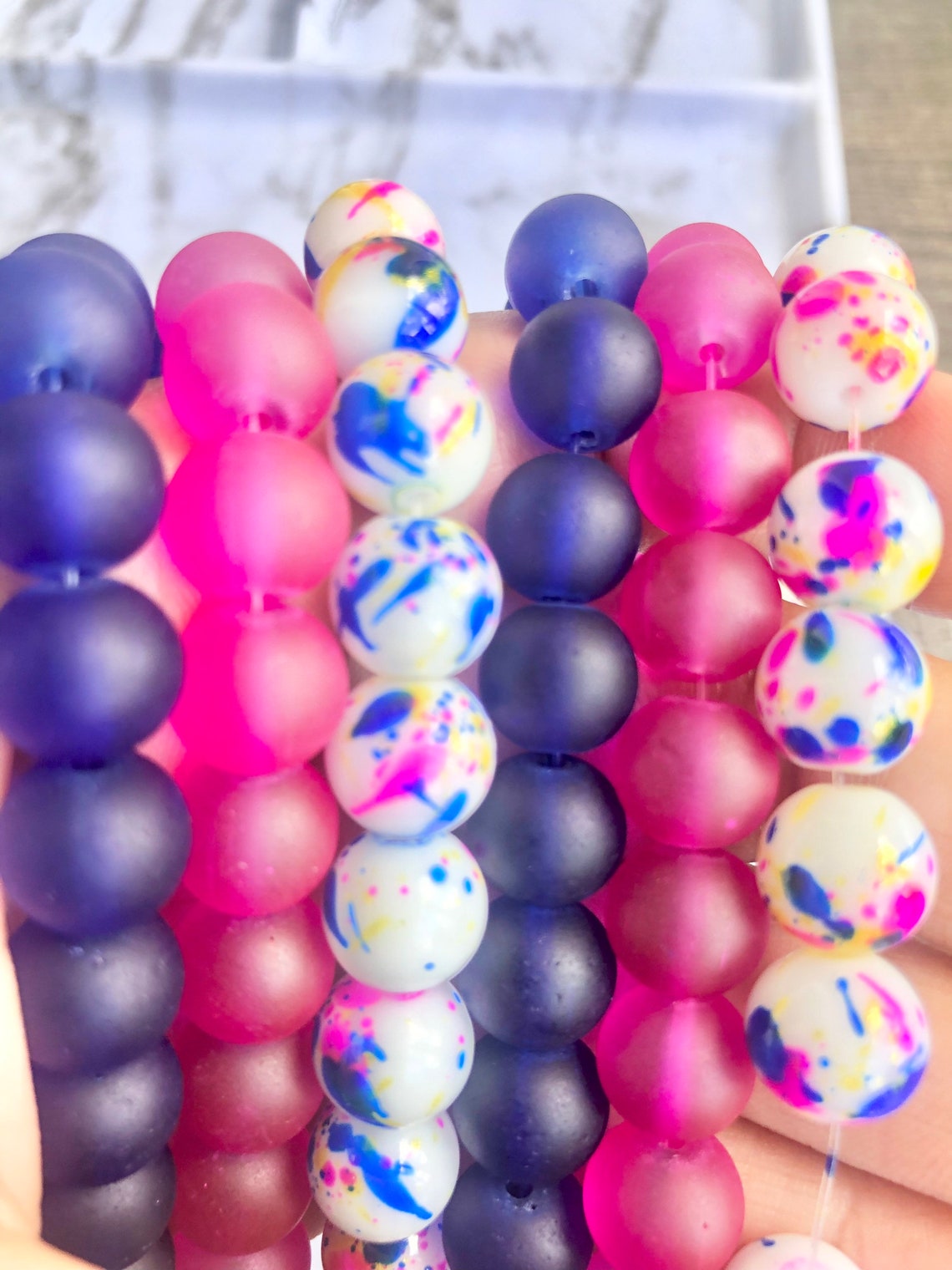 Bead Bundle Confetti 3 Strand Glass Bead Bundle | Etsy