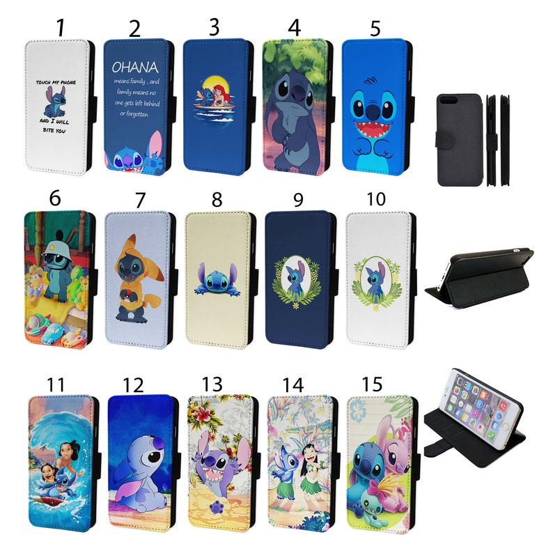 Lilo and Stitch Flip Phone Case Wallet Cover for Iphone 6 7 Etsy