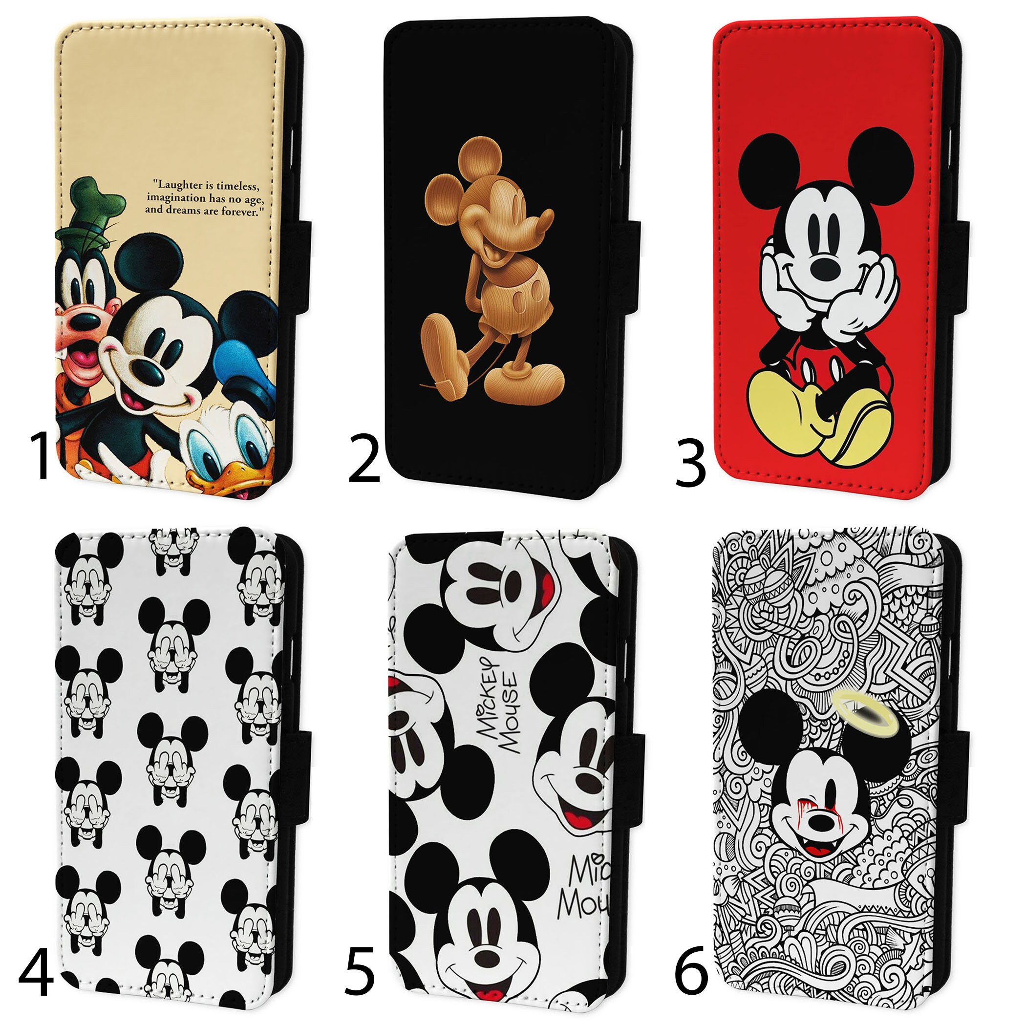 Mickey Mouse Art - Flip Phone Case Wallet Cover For iPhone 6 7 8 X XR…