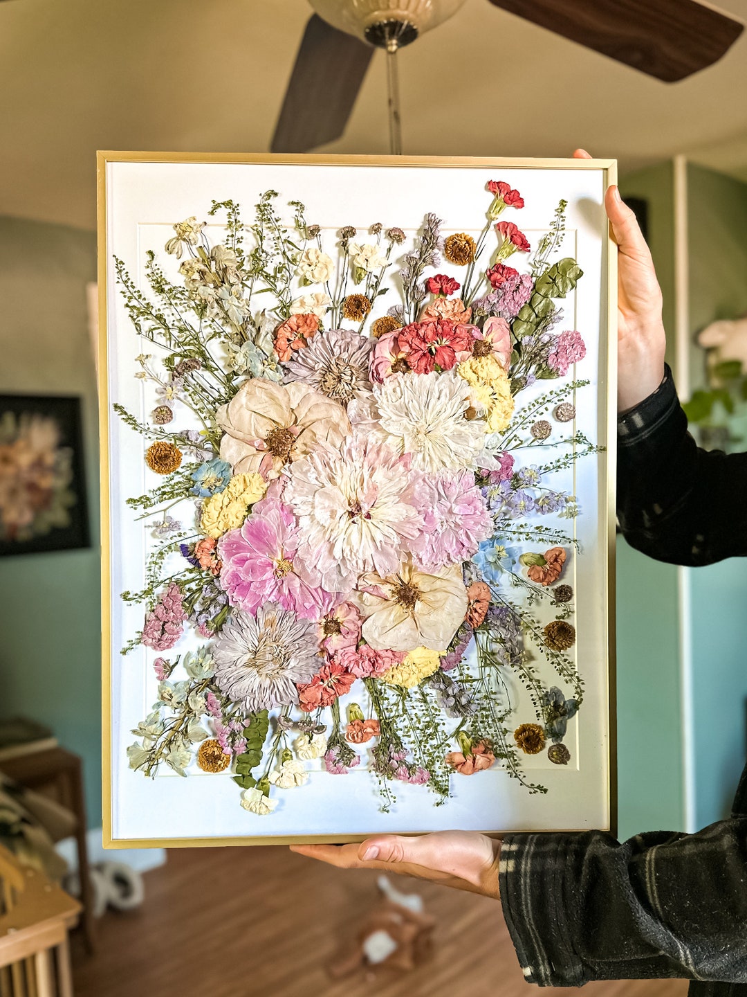 18x24 Custom Pressed Flower Preservation Pressed Flowers Memorial