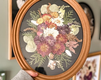 11x14 Oval | Flower Preservation  | Wedding Flowers | Memorial Flowers | Dry Flower Art | Flower Keepsake | Flower Preservation | Gift