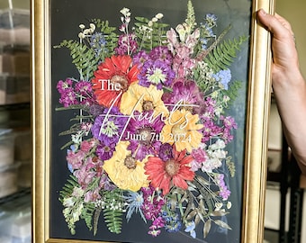 16x20 Gold Antique | Flower Preservation | Wedding Flower | Memorial Flowers | Dry Flower Art | Flower Keepsake | Flower Preservation | Gift