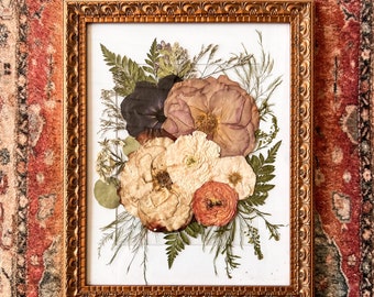 11x14 Antique | Flower Preservation  | Wedding Flowers | Memorial Flower | Dry Flower Art | Flower Keepsake | Flower Preservation | Keepsake