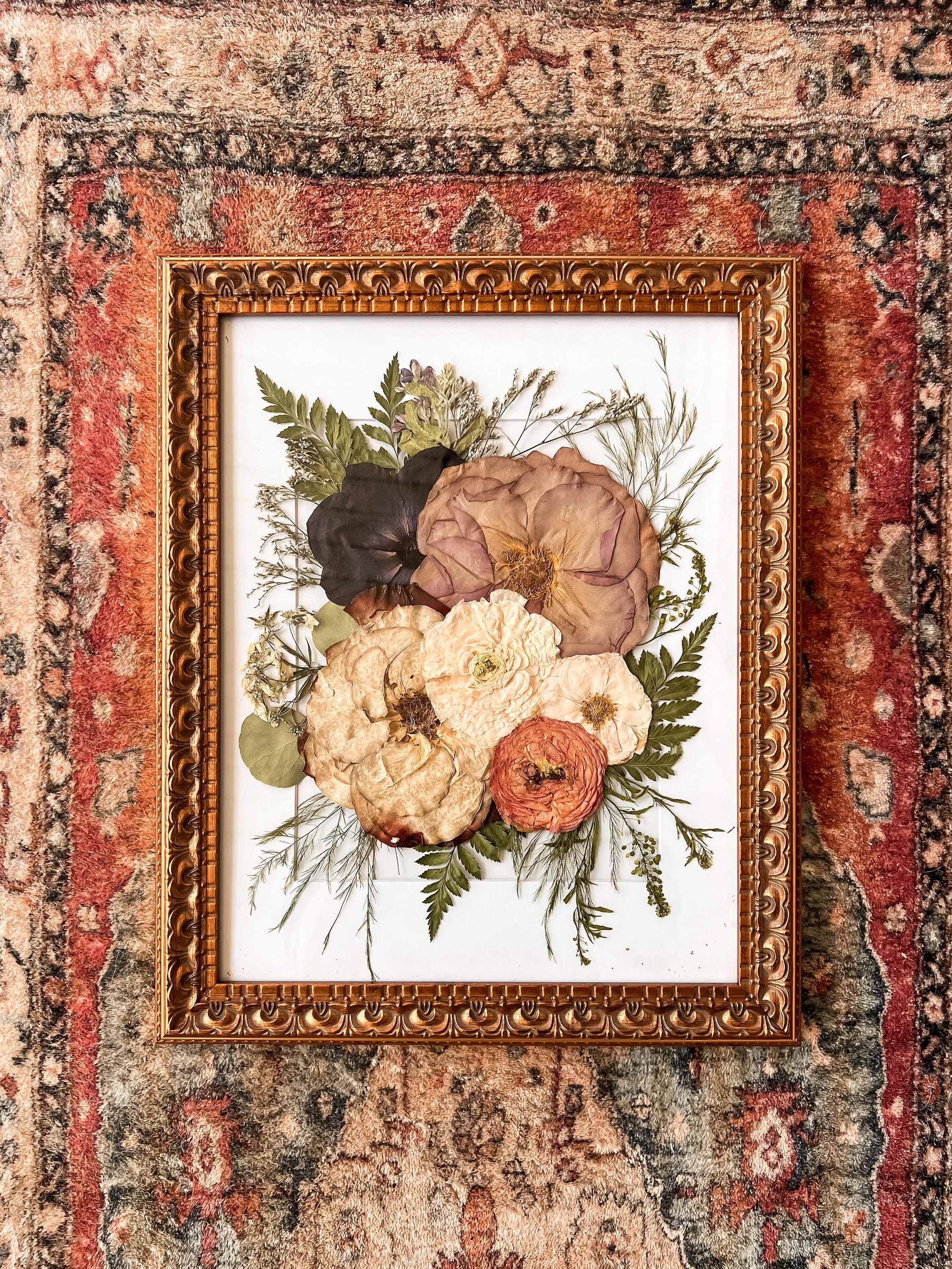 Framed Pressed Flowers, 11x14 Gold – Roots Floral Preservation