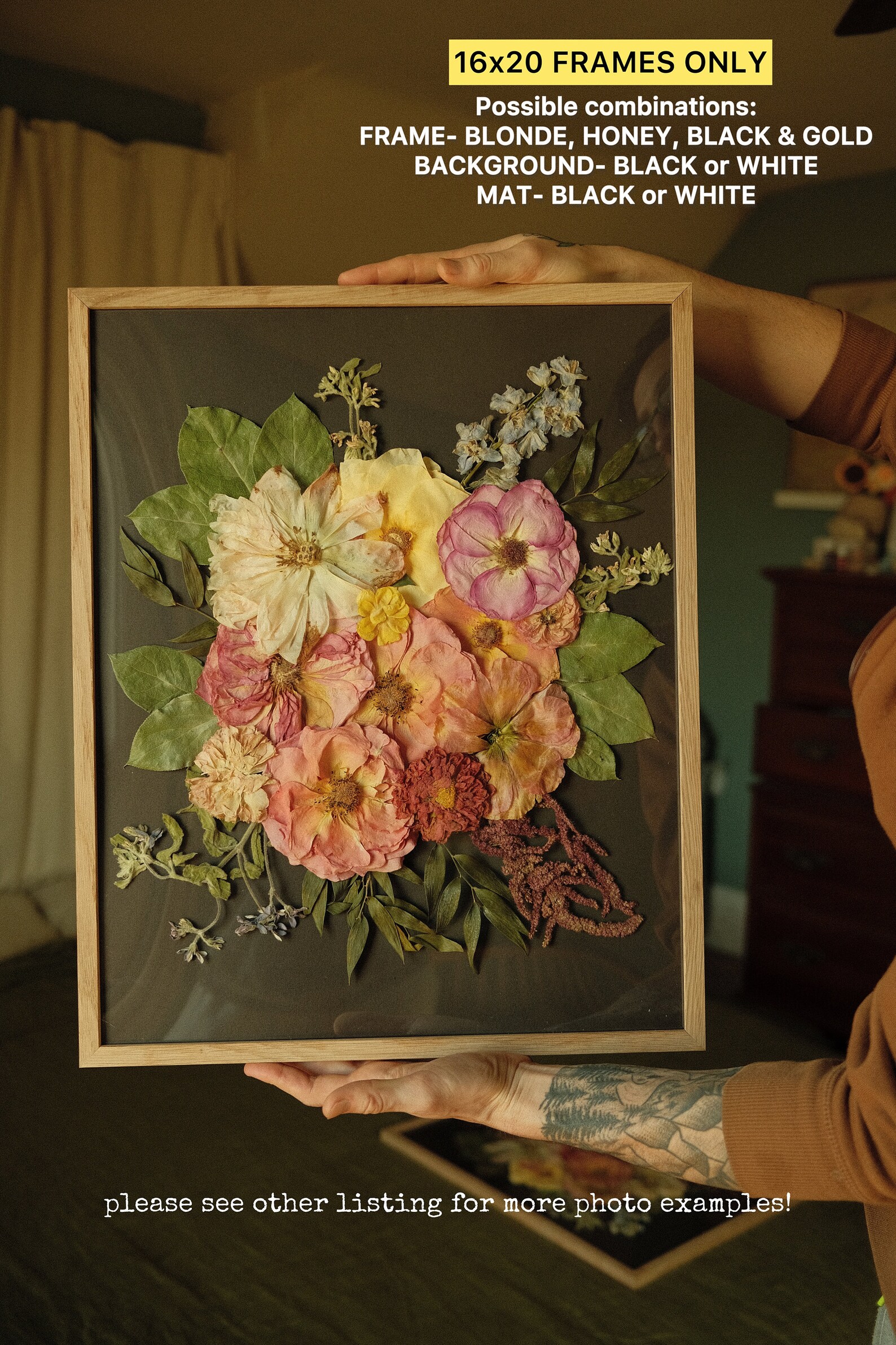 Custom Pressed Flower Preservation Pressed Flowers Memorial Flowers ...