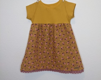 Summer dress girls / muslin link / baby dress / mustard yellow