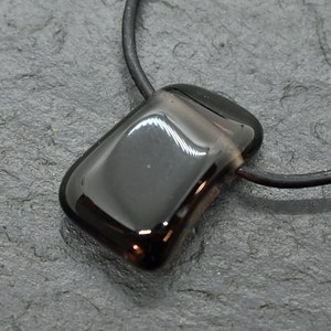 APACHE TEARS (SMOKE OBSIDIAN) Freeform gemstone pendant tumbled stone - drilled with ribbon (original photo) #E8