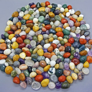 Edelstein-Mix Für Kinder, Ca. 300 G – Bunte Trommelsteine 11-13 Mm, Natur-Achat, In Goldbeutel