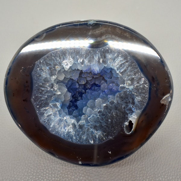 Große ACHAT GEODE BLAU Achat Druse Kristallhöhle geschliffen 756 Gramm / Ø 11 cm #X11