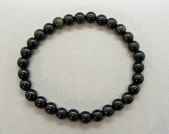 Genuine obsidian gemstone bracelet, beaded bracelet Ø 6 mm / L: 19 cm - A-quality -