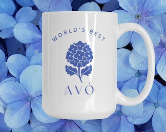 Worlds Best Avo Hydrangea Mug | Portuguese Grandma Gift, Grandparents Day Gift, Azores Coffee Tea Gift, Gift for Portuguese Grandparent