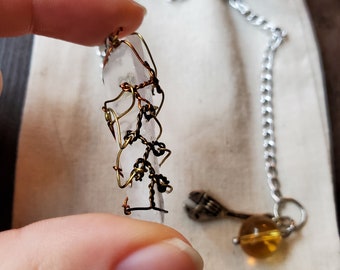 Wire-Wrapped Clear Quartz Pendulum