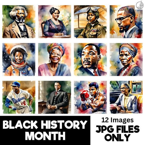 Black History Month Clipart  | Historical Figures | Women's History Month |  African American Art | Watercolor Art |