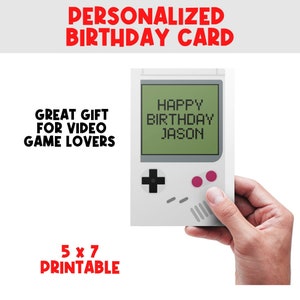 Tarjeta de cumpleaños imprimible de video retro personalizada / Jugador retro / Regalo de videojuegos / Regalos nostálgicos / Nostalgia / Juegos de vide de los 90 / Tarjeta en blanco