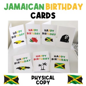 COPIE PHYSIQUE : Carte d'anniversaire jamaïcaine | Île | Anniversaire jamaïcain | Caraïbes | Irie | Joyeux anniversaire | Heureux Earthstrong | Noir | Vert