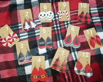 Christmas leather earrings