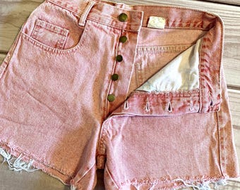 90s pink acid wash button fly jean shorts, Paris Blues xs xxs