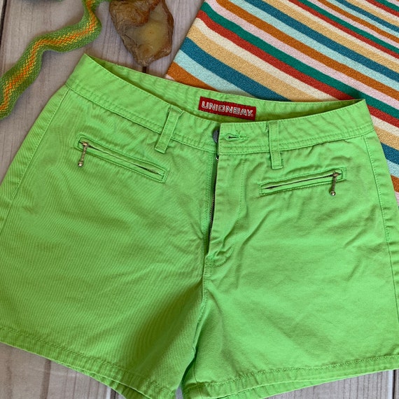 Lime green shorts, 5, 7, y2k shorts, 90s shorts, y