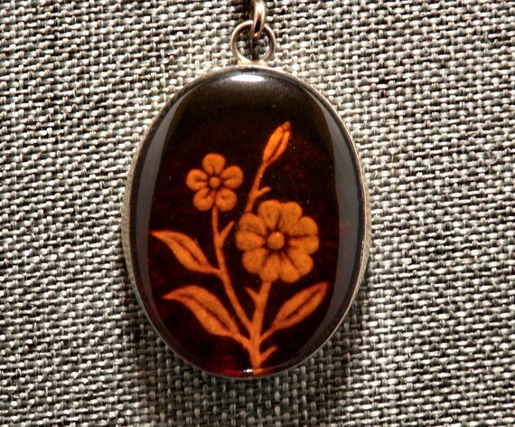 Hand Carved Cameo Baltic Amber Rose 