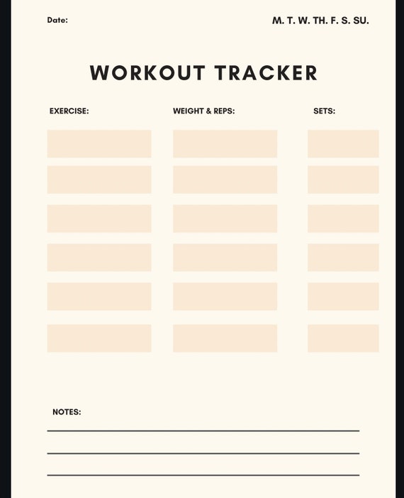 Simple Workout Tracker Track Your Workouts Make the Most of Etsy