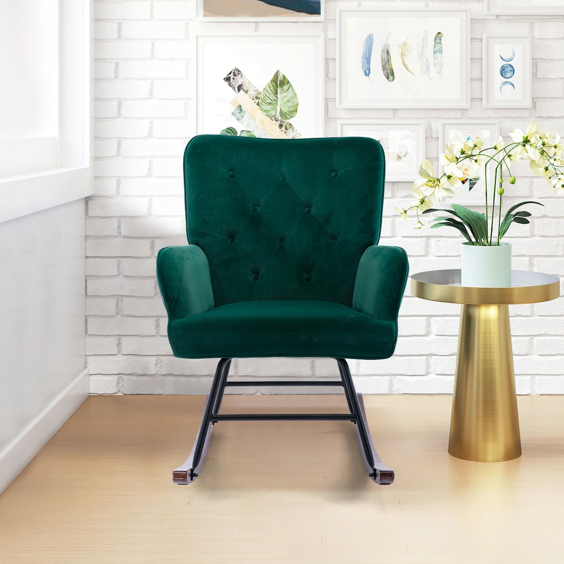 Bedroom Living room green Velvet chair couch rocking chair Etsy