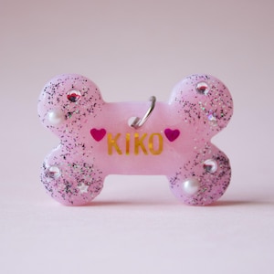 Bling Pink Glitter Dog Tag | Custom Dog Tag, Phone Number