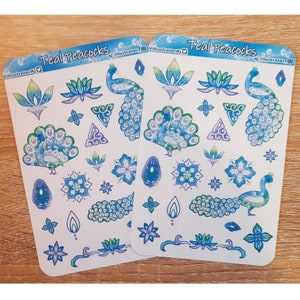 Teal Peacock Sticker Sheet