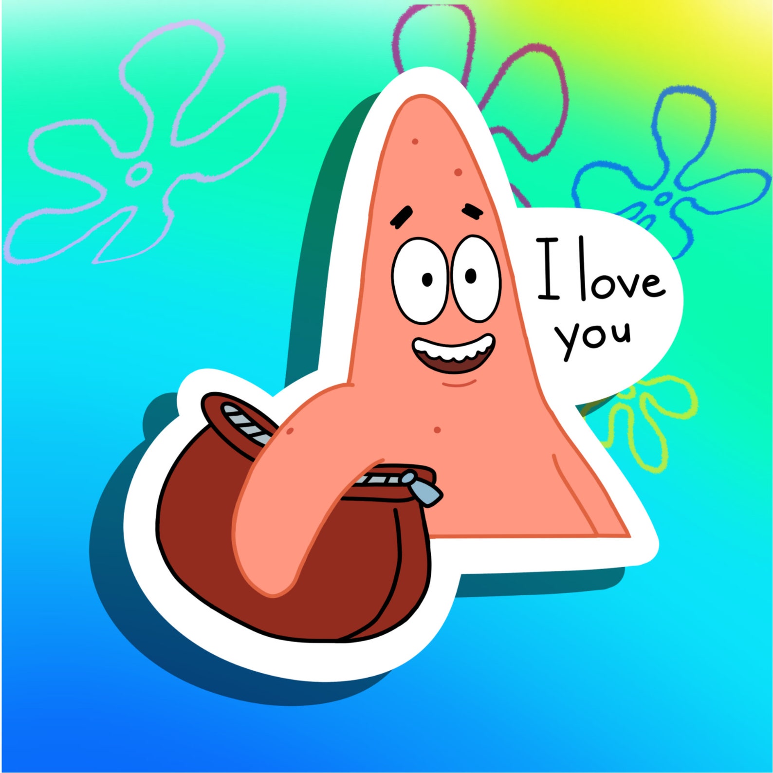 Patrick Star i Love You Meme Sticker Funny - Etsy