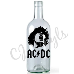 ACDC Vinyl Decal Sticker For Wine Bottles Lanterns Wood/Acrylic Plaques Bottles Music Fan Art Silhouette Glass Art DIY Craft Project