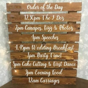 Personalised Order of Service Wedding Ceremony Vinyl Decal Sign Writing For Pallet Decoration DIY Make Your Own Weddings / Engagement Events