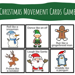 Weihnachtsbewegungskarten, Weihnachtsbewegungsspiel für Kinder, Pocket Cube Karten, Vorschulaktivität, Vorschulspiele, Vorschulausdrucke
