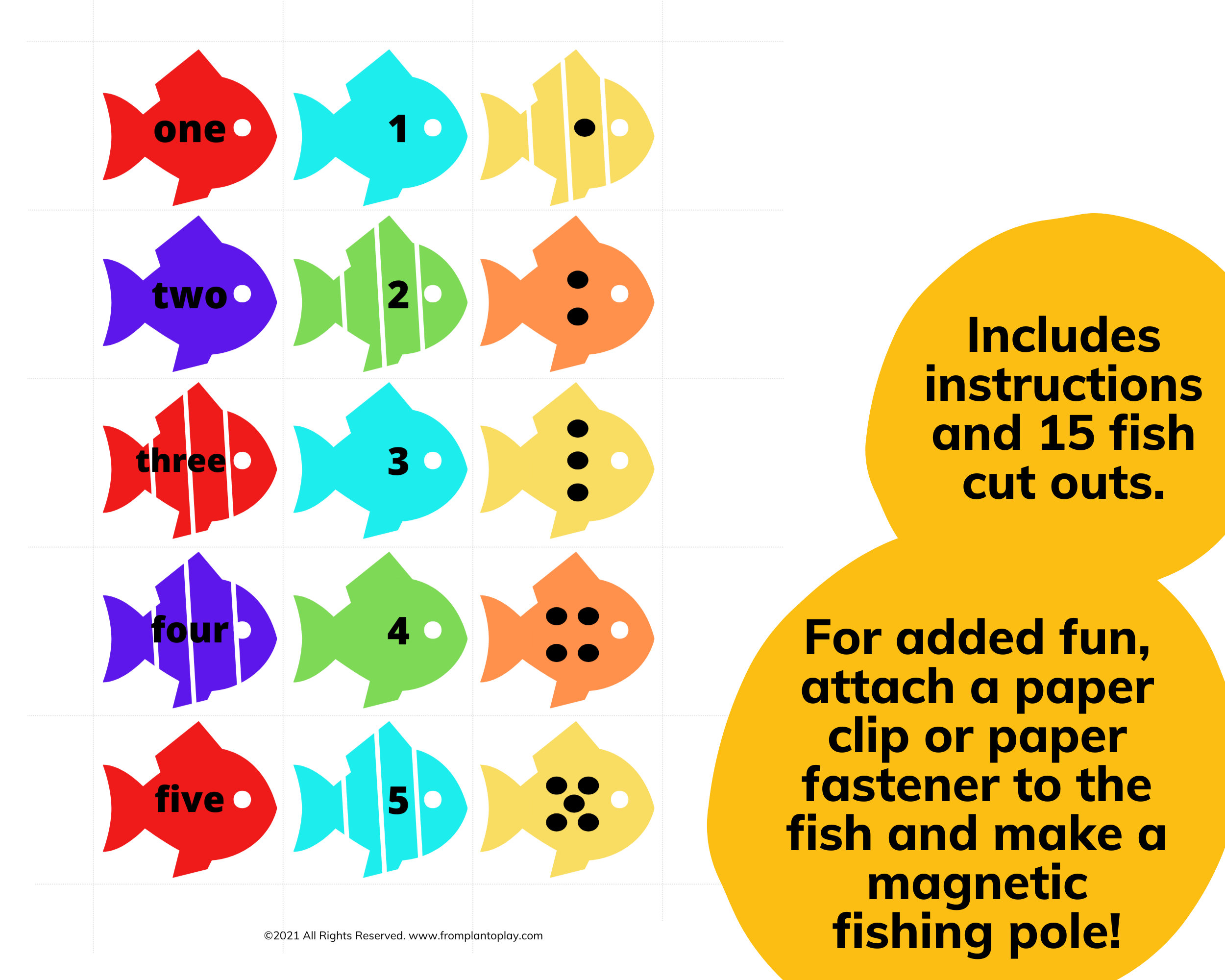 Fishing Learn Numbers Activity for Kids Preschool Worksheet Etsy
