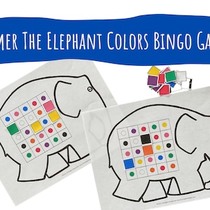 Elmer Color Bingo Game for Kids, Elmer Elephant Book Activity, Pre-K Activity, Preschool Printable, Learning Game, Learn Colors, Homeschool