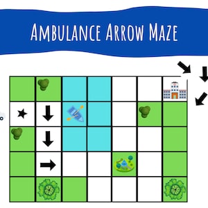 Maze for Kids, Ambulance Arrow Directions Activity, Preschool Printables, Pre-K Activity, Preschool Homeschool