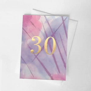 Carte 30e anniversaire, 30e, carte vierge, 30 aujourd'hui, aquarelle, carte 30e anniversaire, 30e carte pour femme