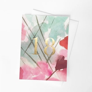 Tarjeta de cumpleaños número 18, tarjeta de aniversario 18, 18, cumpleaños de las niñas 18, tarjeta en blanco