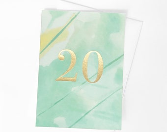 20th Birthday Card, 20th Anniversary Card, 20th, 20th Girls Birthday, 20th Boys Birthday, Blank Card