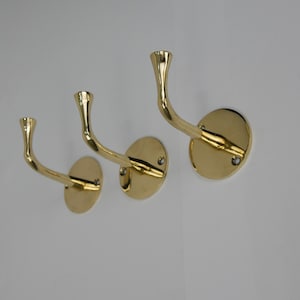 Unlacquered Brass Wall Hooks - L-Shaped with Circular Base - Handmade in Morocco