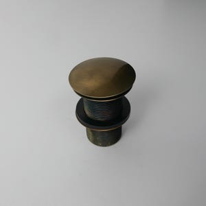 Bronze Finish Pop-Up Drain – Solid Brass Push Button Sink Drain, Handmade in Morocco