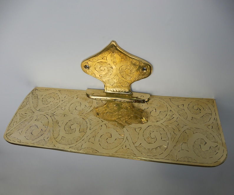 Handmade Engraved Brass Wall Shelf: Moroccan Floating Ledge image 4