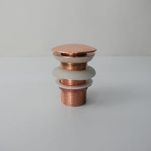 Light Copper Brass Pop-Up Drain – Push Button Sink Strainer, Solid Brass, Modern Vessel Sink Drain