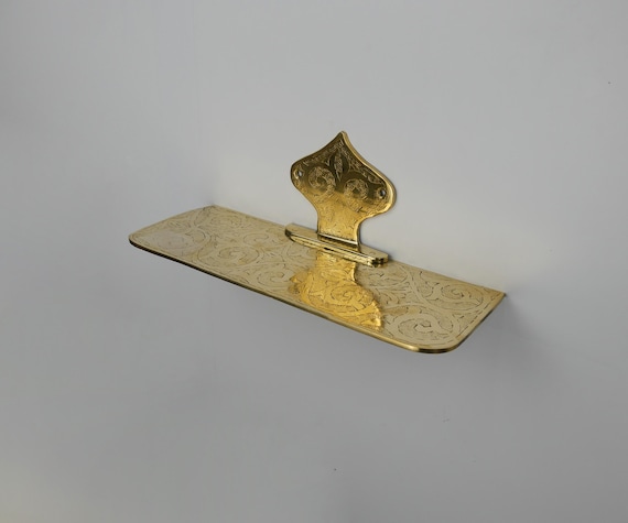 Handmade Engraved Brass Wall Shelf: Moroccan Floating Ledge
