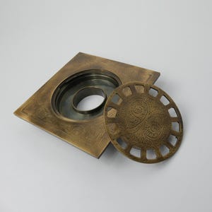 Handmade Engraved Brass Floor Drain: Moroccan Bronze Shower Drain
