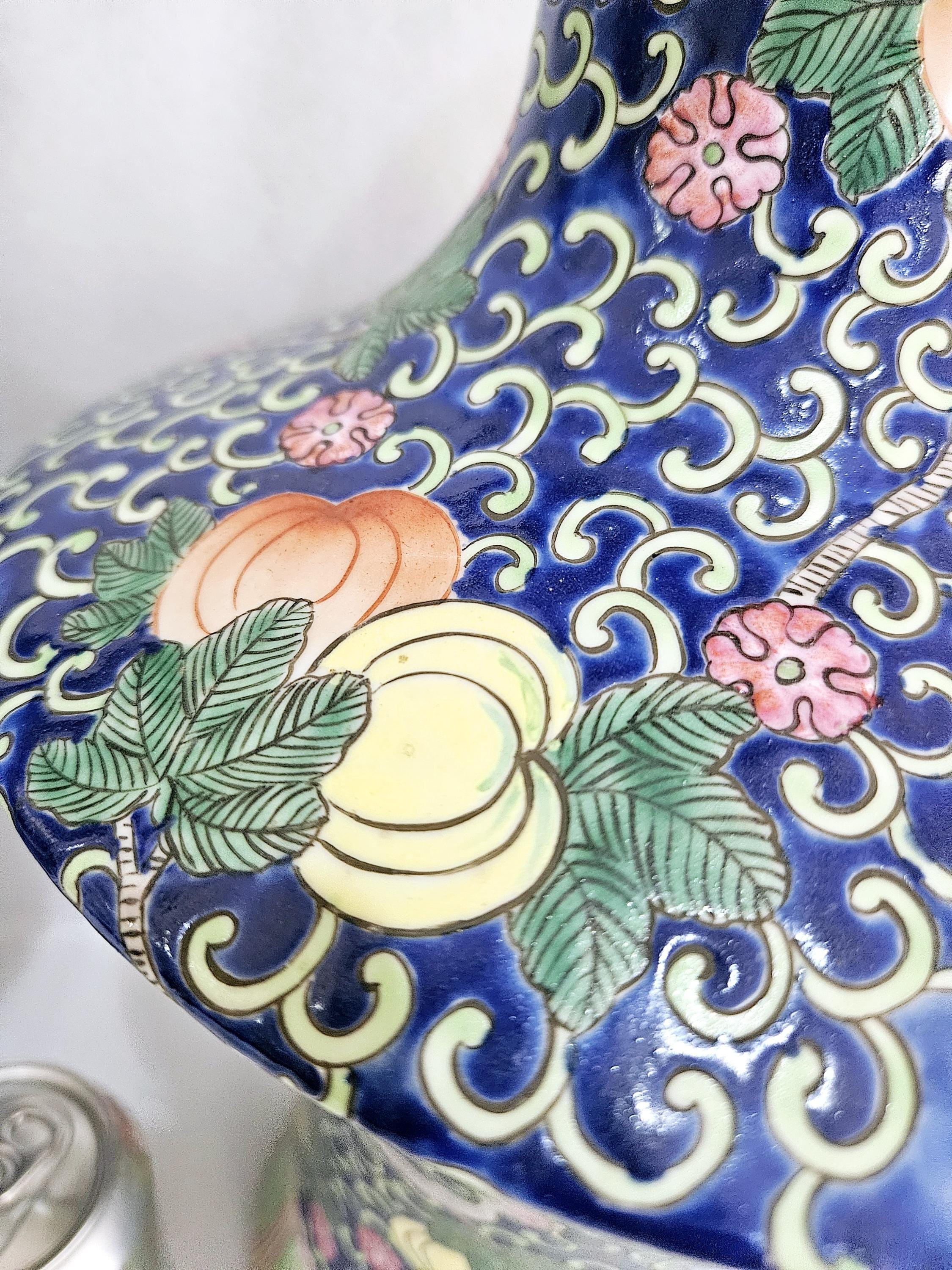 大型の同治清代彩色絵花瓶 43 cm 1862-1874年頃 - Etsy 日本