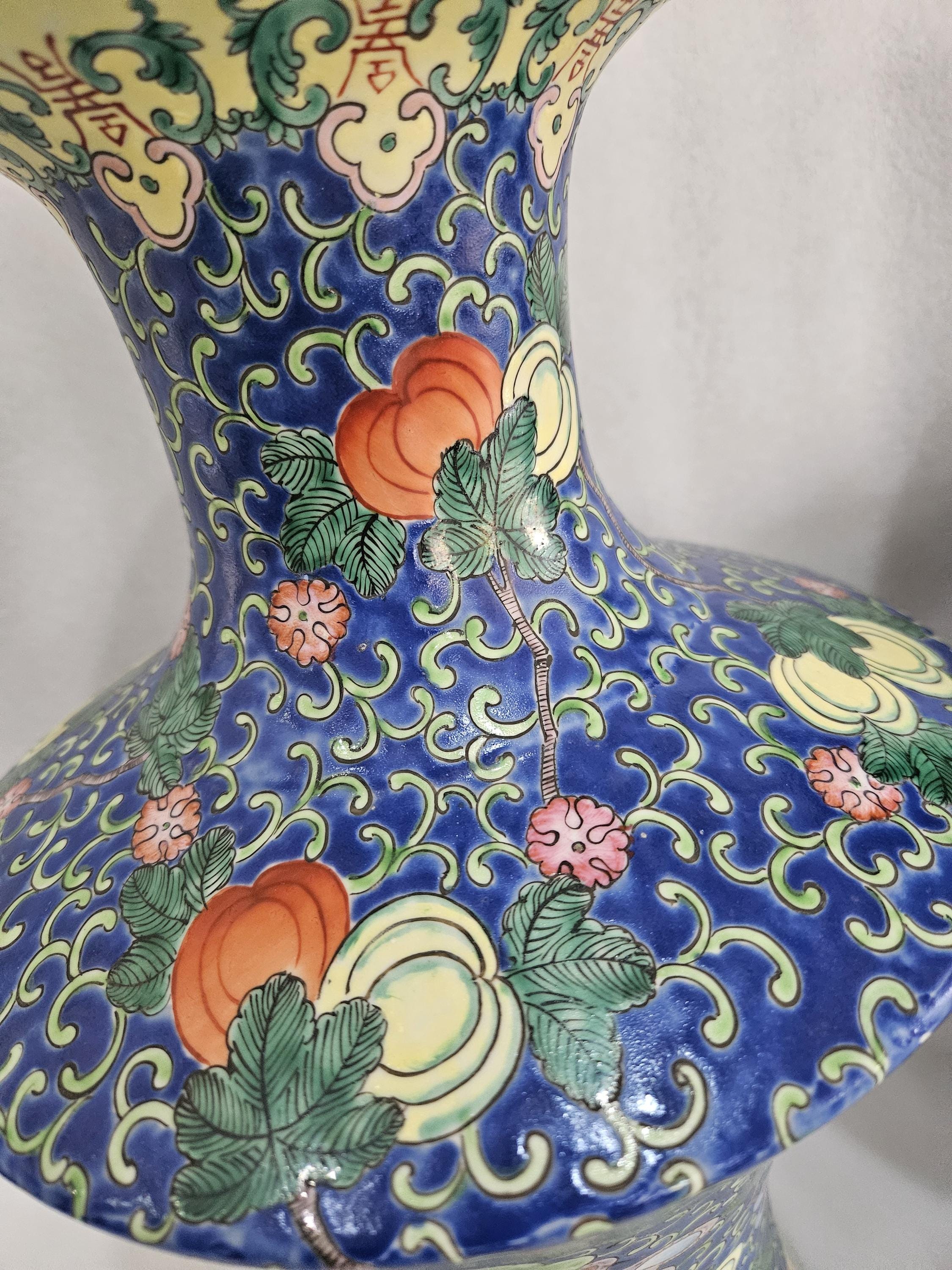 大型の同治清代彩色絵花瓶 43 cm 1862-1874年頃 - Etsy 日本