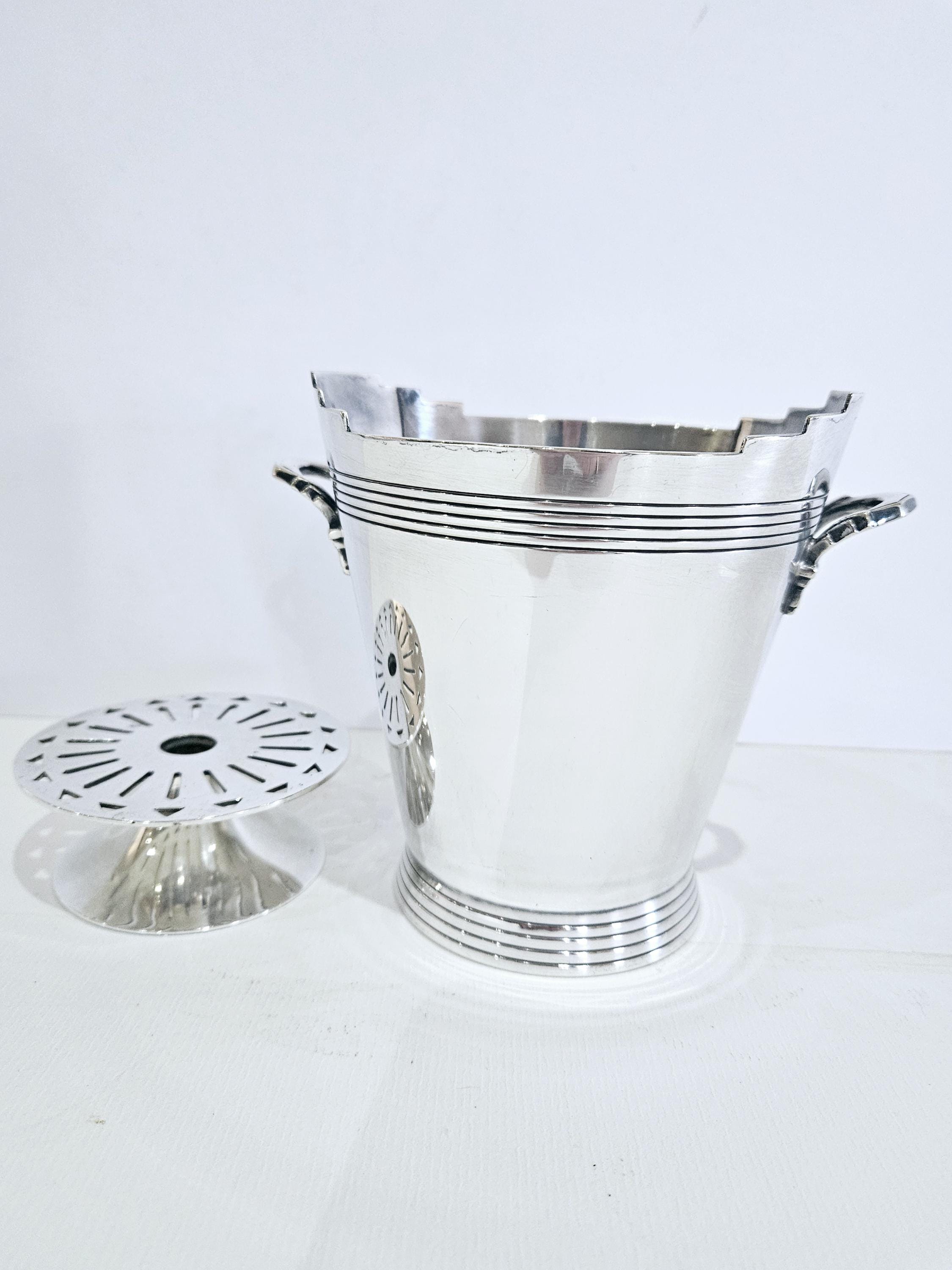 RARE Art Deco Silver Plated Mappin & Webb Wine Cooler Keith Murray W28129 R.864 Circa 1940